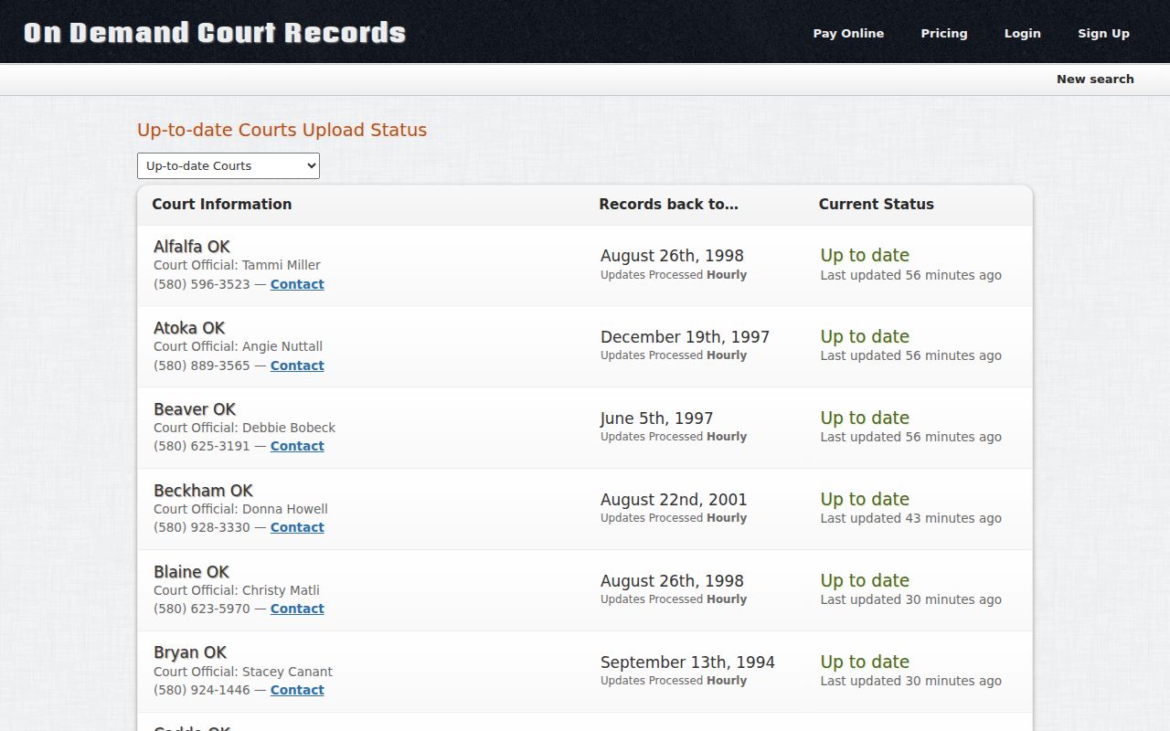 Murray County warrant search court status row